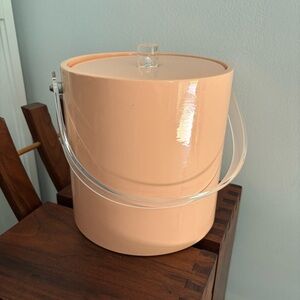 Mid-Century Modern Vintage Vinyl Ice Bucket‎ w/lucite Handle & Lid Madmen Retro